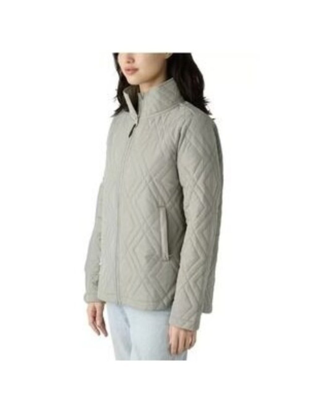 New Voyager Light Green Quilted Zip Up Jacket Women's Size L Casual Cabincore